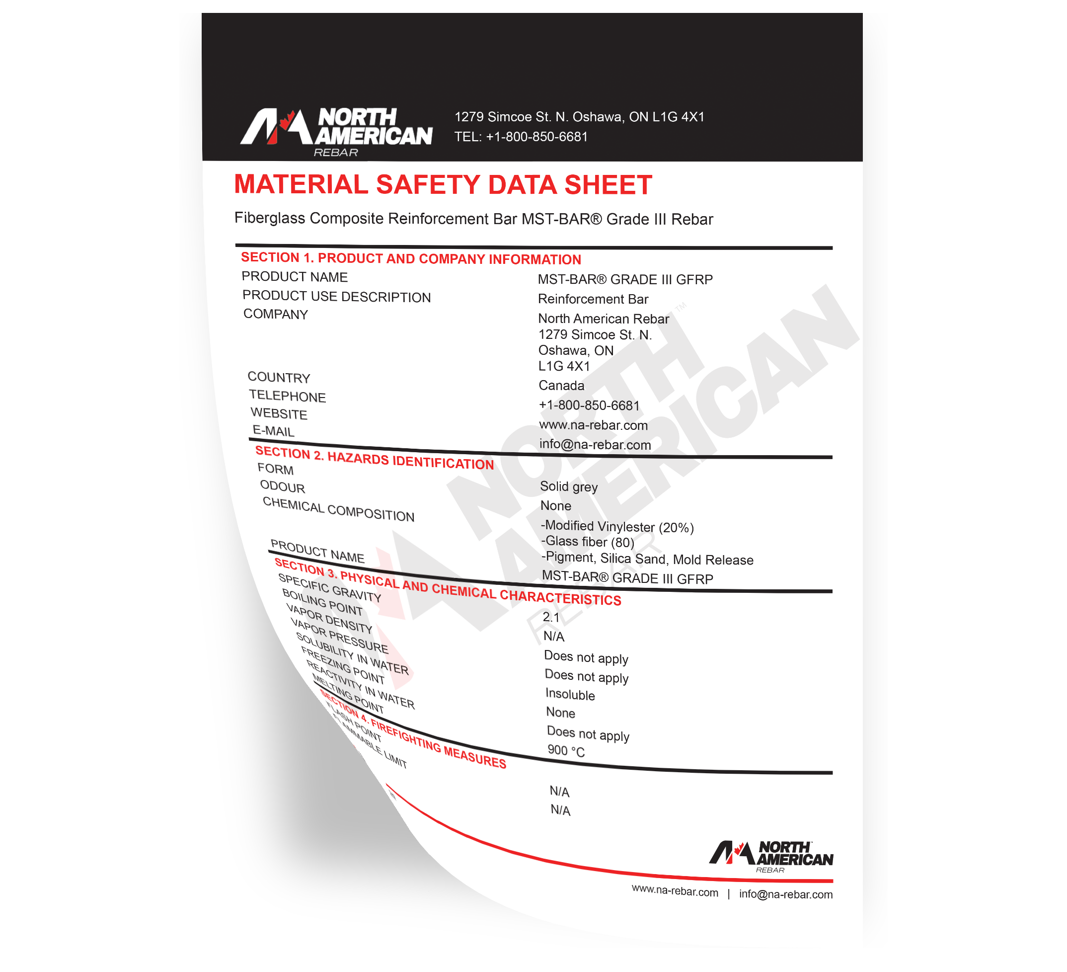 North American Rebar material safety data sheet